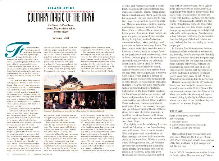 Culinary Magic of The Maya - An article in Caribbean Travel and Life by Sonja Lillvik